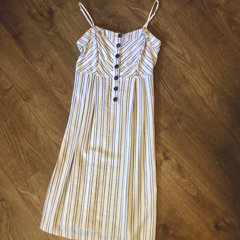 White and Blue Striped Midi Dress Womens Small